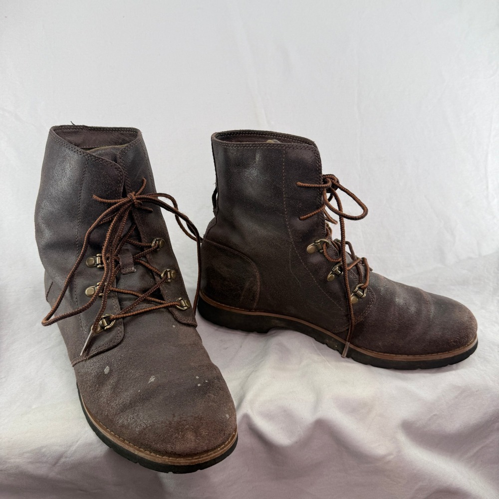 The North Face Ballard Lace II Dark Brown Leather Suede Ankle Boots Womens